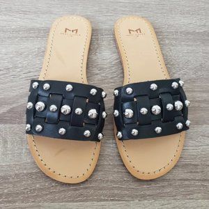 Marc fisher pacca woven leather sandals black 6.5 nwt